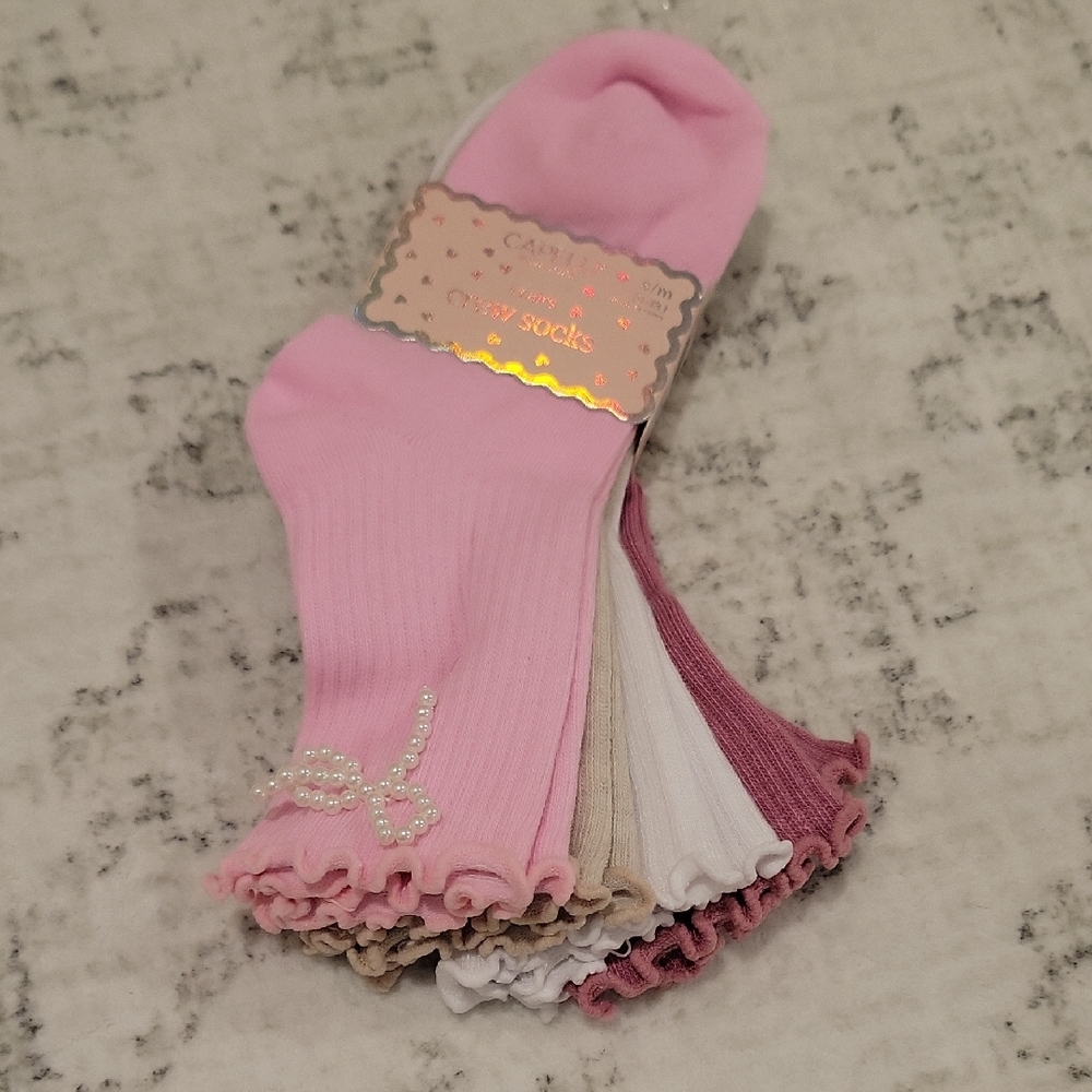 Capelli of New York Pink and Cream Ruffle Socks Set